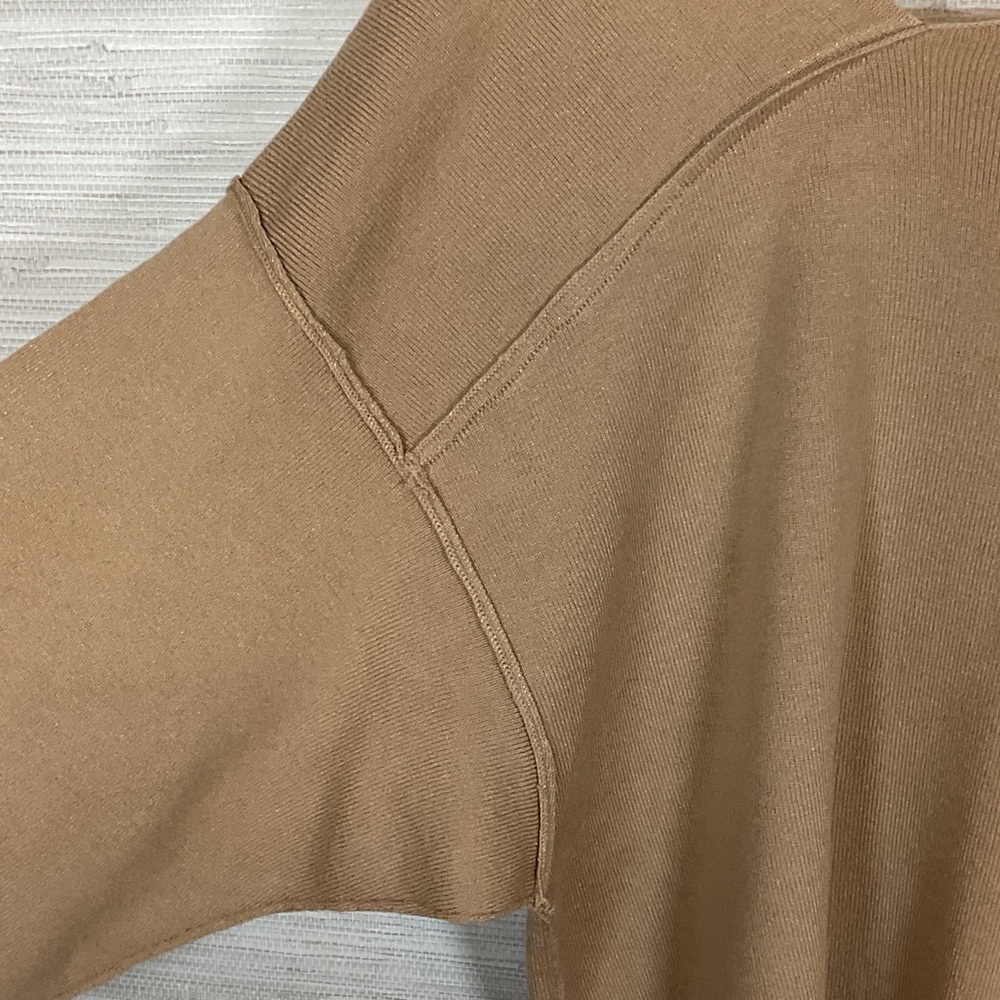Line and Dot Favorite Off Shoulder Sweater Taupe Large Asymmetrical Tan - Picture 14 of 16
